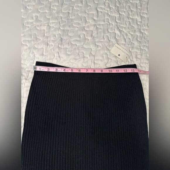 Vintage Steve Fabrikant Wool Ribbed Midi Skirt Black NWT 90s Minimalist USA Med. - Picture 9 of 10